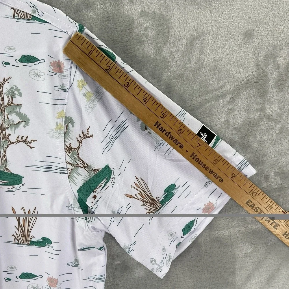 Waggle Golf Shirt Mens Medium Polo Performance Alligator Water Hazard AOP NWT - Picture 10 of 13